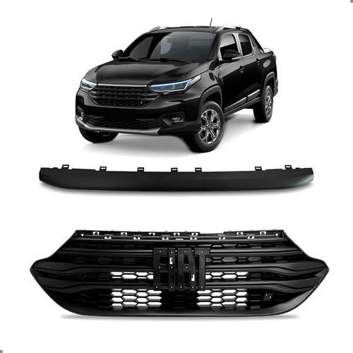 Kit Grade Para Strada 2020 2021 2022 2023 2024 2025 C/ Friso Preto Fosco