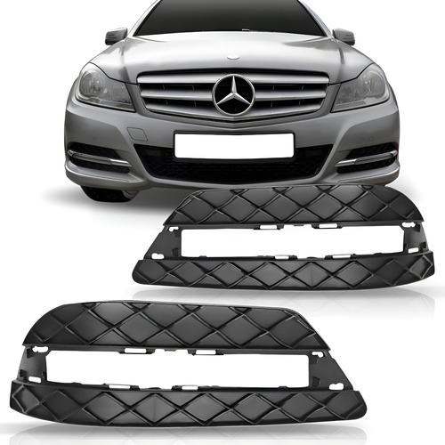 Jogo Tela Parachoque Dianteiro Mercedes C180 2012 2013 2014 Preto