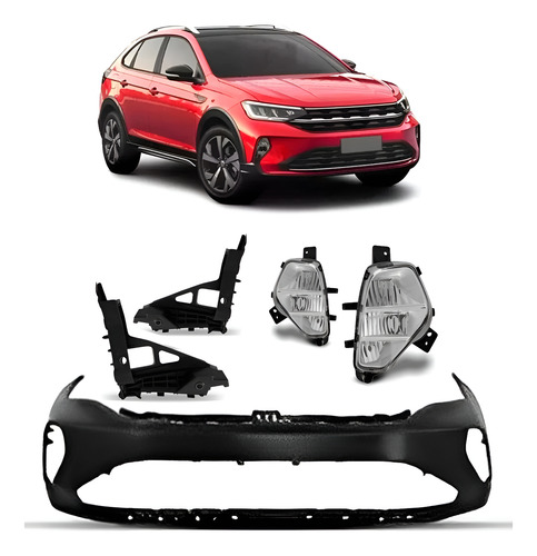 Kit Parachoque Nivus 2020 A 2024 Com Par Milhas Led E Guias - Preto