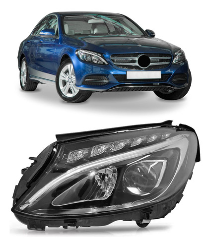 Farol Para Mercedes C180 15 A 18 Com Led Sem Reator 1ª Linha Esquerdo/motorista