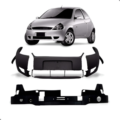 Kit Parachoque Dianteiro E Alma Para Ka 2003 A 2007 Preto
