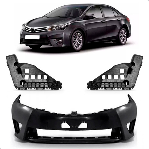 Parachoque Dianteiro Corolla 2015 A 2017 Com Par Guias Preto
