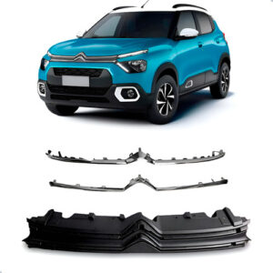 Tela Frontal Radiador Para Citroen C3 21/23 C/ Friso Cromado Preto