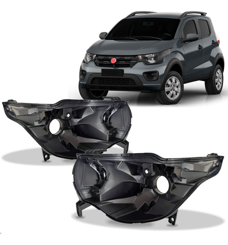 Par Carcaça Farol Para Fiat Mobi 2016 2017 2018 2019 A 2022