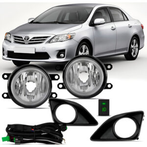 Kit Farol Milha Neblina Corolla 2009 2010 2011 Aro Preto Transparente