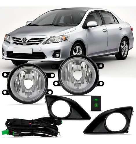Kit Farol Milha Neblina Corolla 2009 2010 2011 Aro Preto Transparente
