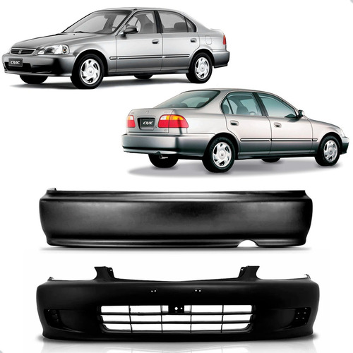 Kit Parachoque Dianteiro E Traseiro Civic 1999 A 2000 - Preto