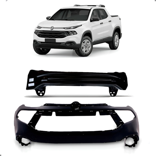 Kit Parachoque Dianteiro Preto Fiat Toro 2020 A 2022 + Alma