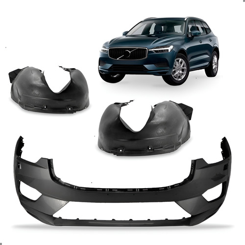 Kit Parachoque Para Volvo Xc60 2018 A 2021 Com Par Parabarro Preto