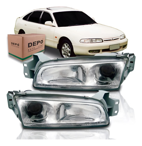 Par Farol Para Mazda 626 1993 1994 1995 1996 1997 Cromado Direito E Esquerdo