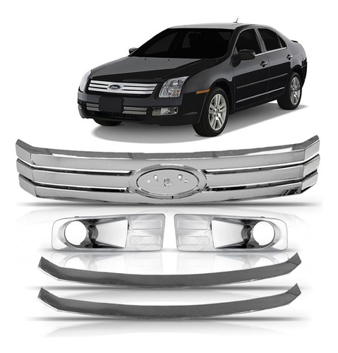 Kit Grades Fusion 06 07 08 09 Cromada + 2 Frisos + Moldura