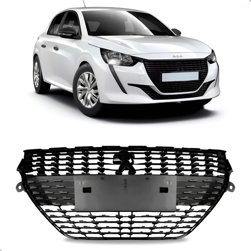 Tela Frontal Radiador Para Peugeot 208 20/24 Preta Sem Cromo Preto