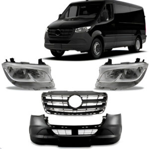 Kit Frente Sprinter 2020 A 2024 Farol Grade C/ Friso Novo Preto