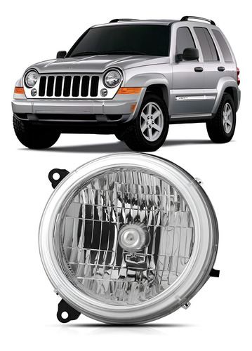 Farol Cherokee Sport 2002 2003 Cromado 1ª Linha - Esquerdo/motorista