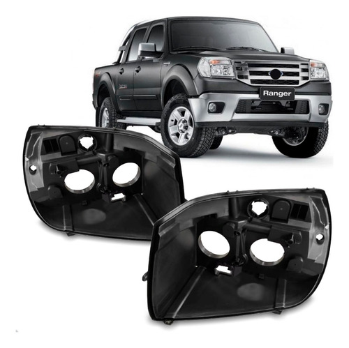Par Carcaça Farol Para Ford Ranger 2010 2011 2012