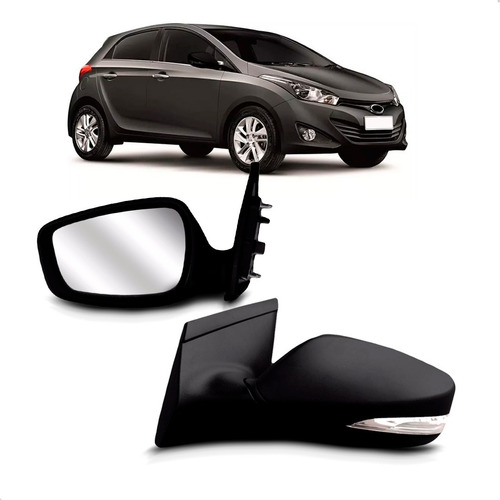 Par Retrovisor Hb20 2011 A 2015 Preto Com Pisca Elétrico