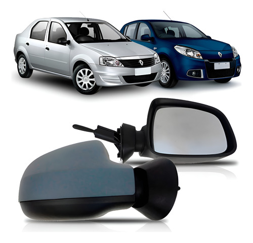 Par Retrovisor Logan Sandero 11/13 Com Controle Capa Primer Direito + Esquerdo