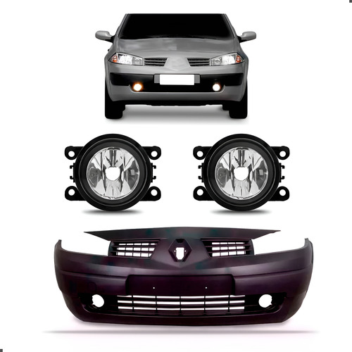 Kit Parachoque Dianteiro Megane 2006 A 2013 Com Par Milhas Preto