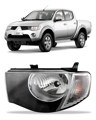 Farol L200 Triton 07/16 Foco Simples Pisca Cristal 1ª Linha Esquerdo/motorista