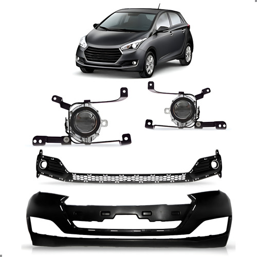 Kit Parachoque Para Hb20 2016 2017 2018 2019 Grade E Milhas Preto