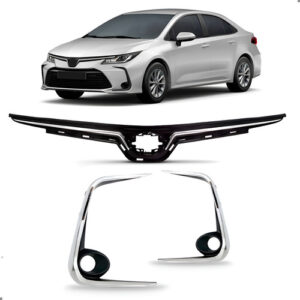 Kit Grades Corolla 2020 A 2024 Com Frisos Cromados Preto