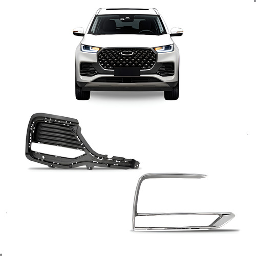 Kit Grade E Friso Cromado Para Tiggo 8 Pro 2022a2025 Direito Preto