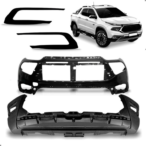 Kit Parachoque Para Toro 2022 A 2025 Sup. E Inf. Com Frisos Preto