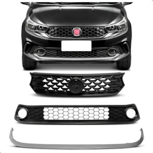 Tela Frontal Para Fiat Argo 17/20 Sup. E Inf. C/ Friso Cinza Preto
