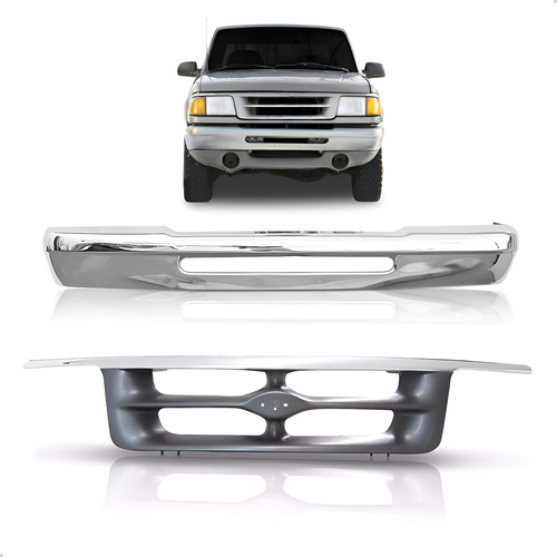 Kit Parachoque E Grade Ranger 1994 1995 1996 1997 Cromada Preto