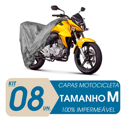 08 Capas Cobrir Moto Impermeável Proteção Uv M Mega Desconto Cinza