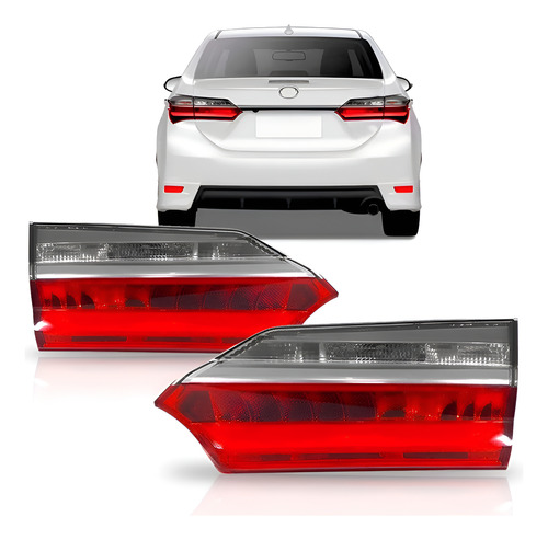 Par Lanterna Traseira Corolla 2018 A 2019 Mala Com Led Ambos Lados Vermelho