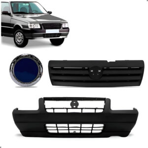 Kit Parachoque Para Uno Fire 2004 2005 Com Grade E Emblema Preto