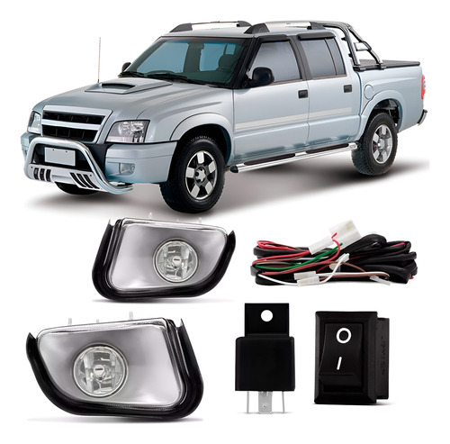 Kit Farol Milha Neblina S10 Pitbull 2001 À 2011 Lente Vidro Transparente
