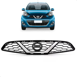 Grade Parachoque Central March 2015 A 2018 C/ Friso Cromado Preto