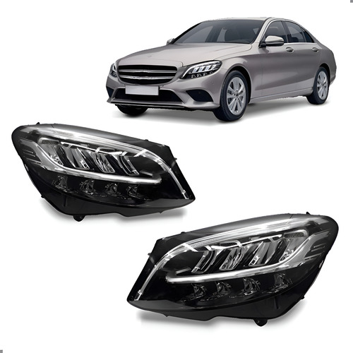Par Farol C180 2019 A 2022 C200 C300 C63 Eletrico Full Led Ambos Lados