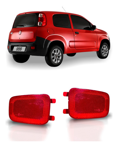 Par Sinaleira Refletiva Fiat Uno Vivace 2010 A 2014 Vermelho