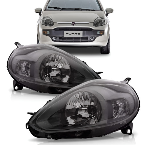 Farol Punto 12 13 2014 15 16 17 2018 Mascara Cinza 1ª Linha - Esquerdo/motorista