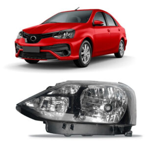 Farol Etios 17 18 2019 2020 2021 Mascara Negra Fume 1ª Linha - Esquerdo/motorista