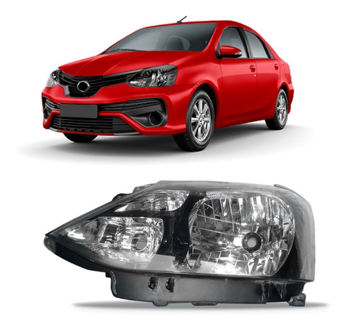 Farol Etios 17 18 2019 2020 2021 Mascara Negra Fume 1ª Linha - Esquerdo/motorista