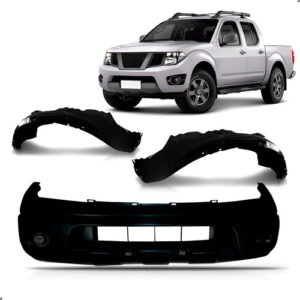 Kit Parachoque Para Frontier 2008 A 2013 Com Par Parabarro Preto