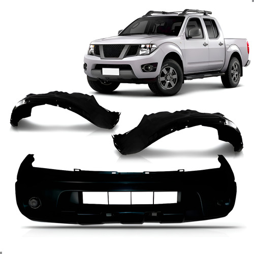 Kit Parachoque Para Frontier 2008 A 2013 Com Par Parabarro Preto