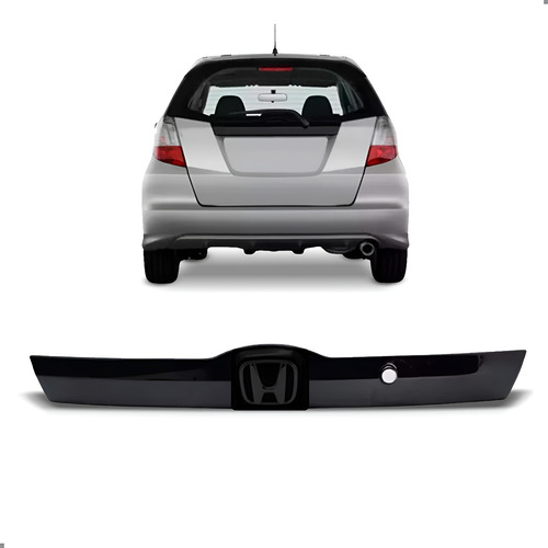 Friso Tampa Traseira Para Fit 2009 A 2014 Preto Com Emblema - Preto