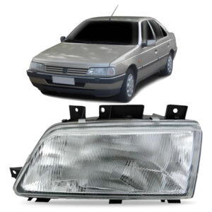 Farol Peugeot 405 94 95 96 97 Foco Simples Cromado 1ª Linha Esquerdo/motorista