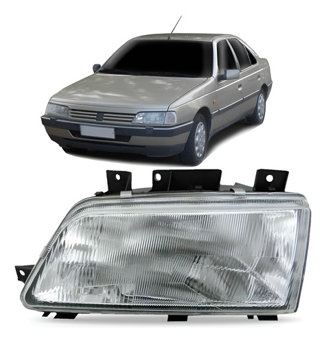 Farol Peugeot 405 94 95 96 97 Foco Simples Cromado 1ª Linha Esquerdo/motorista