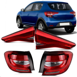 Jogo Lanterna Traseira Sandero Led 2020 A 2024 Tampa E Mala Direito Vermelho