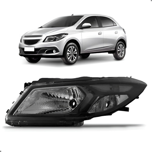 Farol Para Onix 12/16 Manual Cromado Mascara Negra 1ª Linha - Esquerdo/motorista