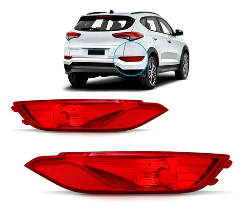Par Refletor Parachoque Traseiro Tucson 2016 2017 2018 Vermelho
