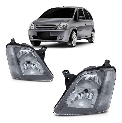 Farol Meriva 2002 A 2011 Máscara Cinza 1ª Linha - Esquerdo/motorista