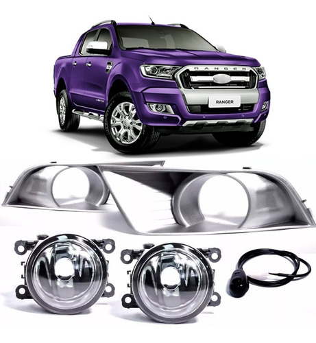 Kit Farol Neblina Milha Ranger 2016 À 2018 Grade Cinza