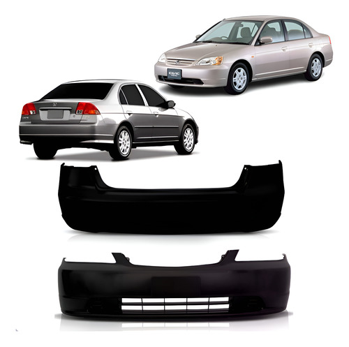 Kit Parachoque Dianteiro E Traseiro Civic 2001 2002 2003 Preto
